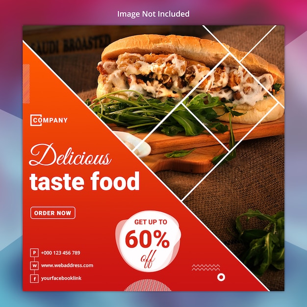 PSD delicious food social media banner template