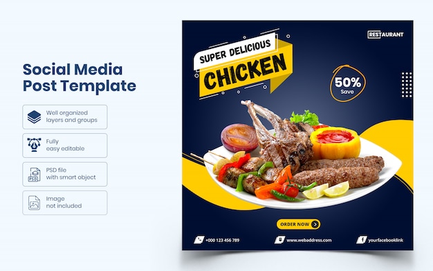 Delicious food social media banner template