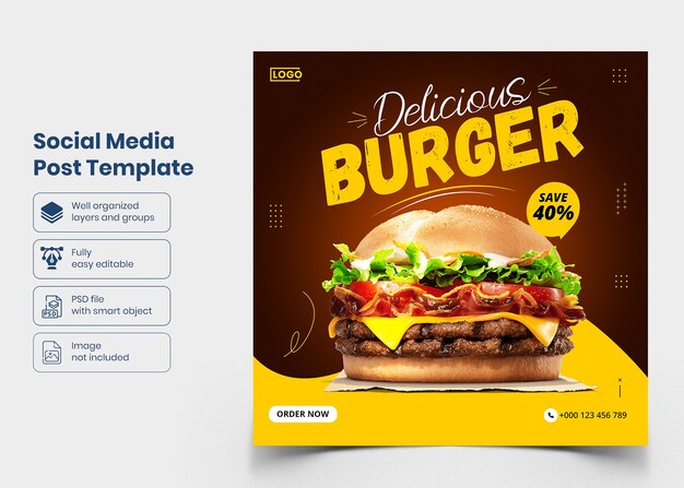 Delicious food social media banner template