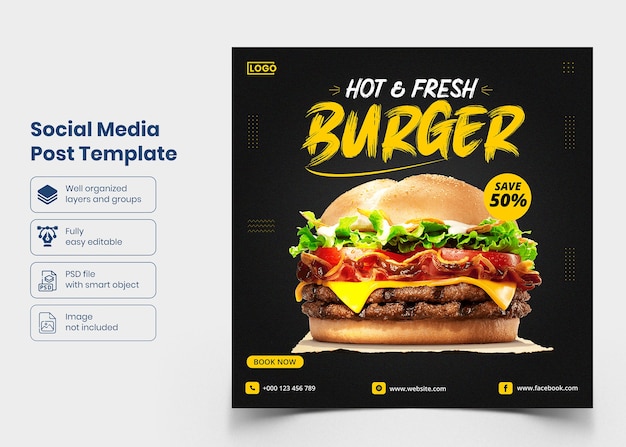 PSD delicious food social media banner template