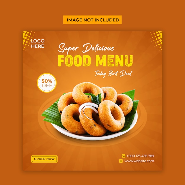 PSD delicious food social media and instagram post template