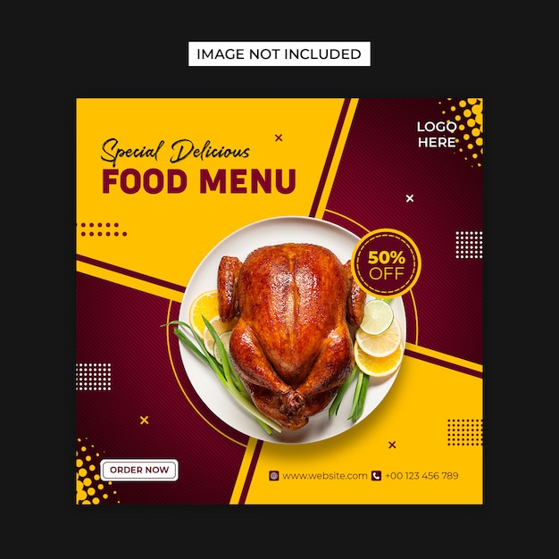 Delicious food social  media and instagram post template