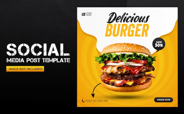 Delicious food social media and instagram post template