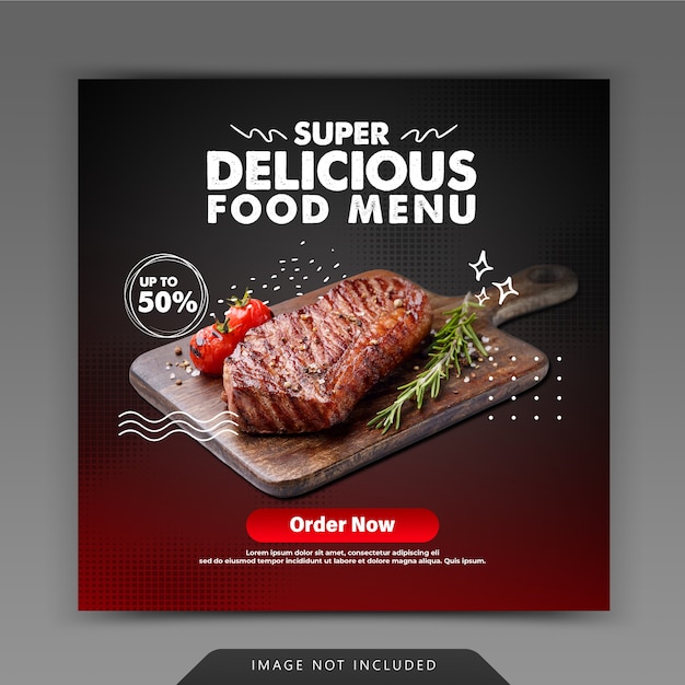 PSD delicious food social media instagram post template