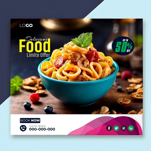 Delicious food social media post banner template ai generated