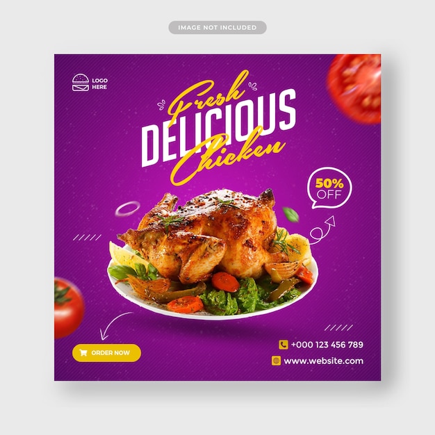 Delicious food social media post banner template 