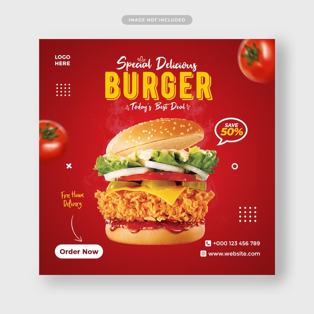 Delicious food social media post template