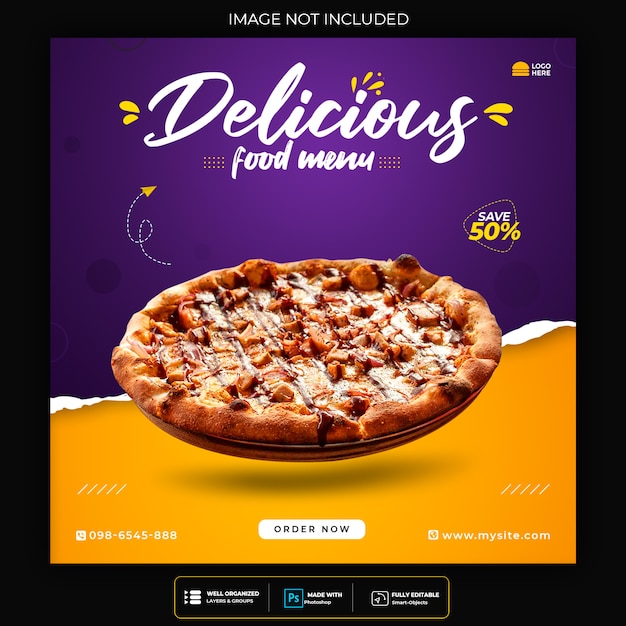 Delicious food social media post template