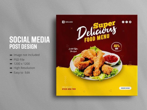 Delicious food social media promotion and instagram banner post design