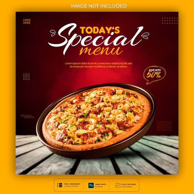 Delicious food sociale media post sjabloon Premium Psd