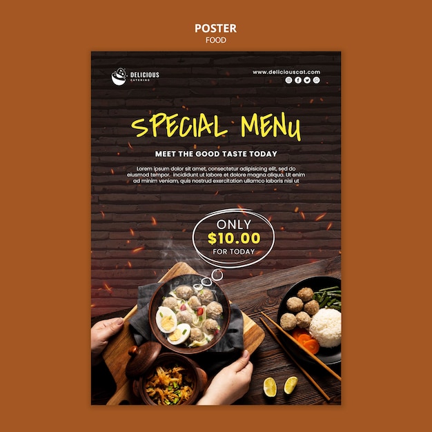 PSD delicious food special menu poster template