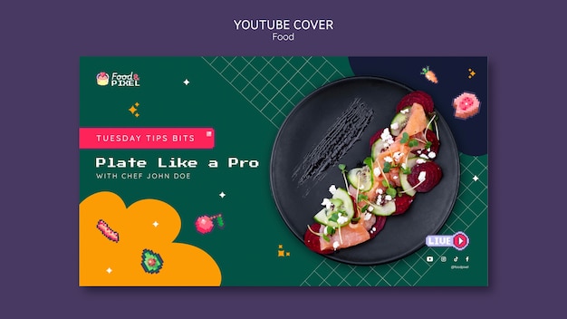 PSD modello di copertina per youtube di cibo delizioso