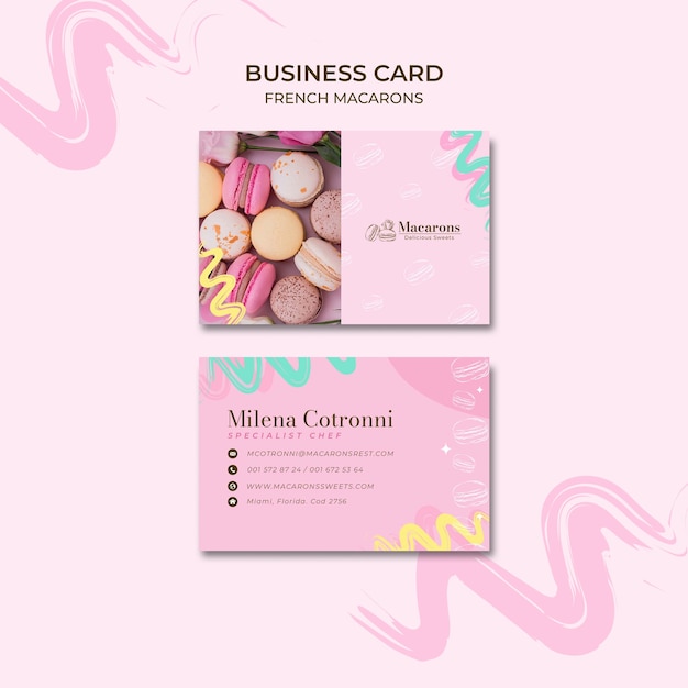 PSD delicious french macarons business card