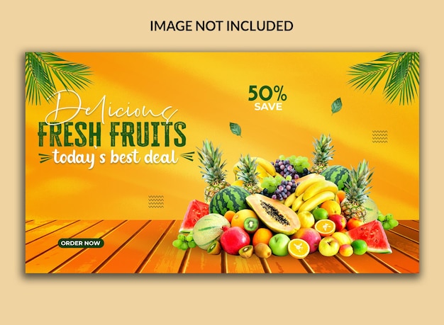 PSD delicious fresh fruit social media web banner design