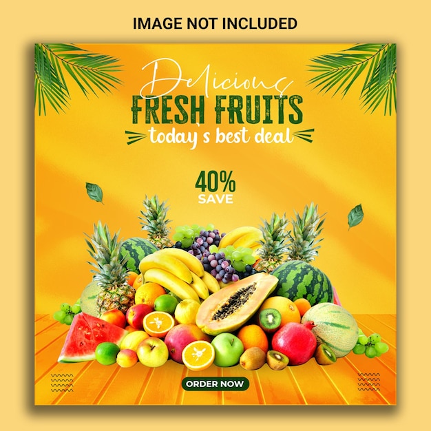 Delicious fresh fruits social media post template