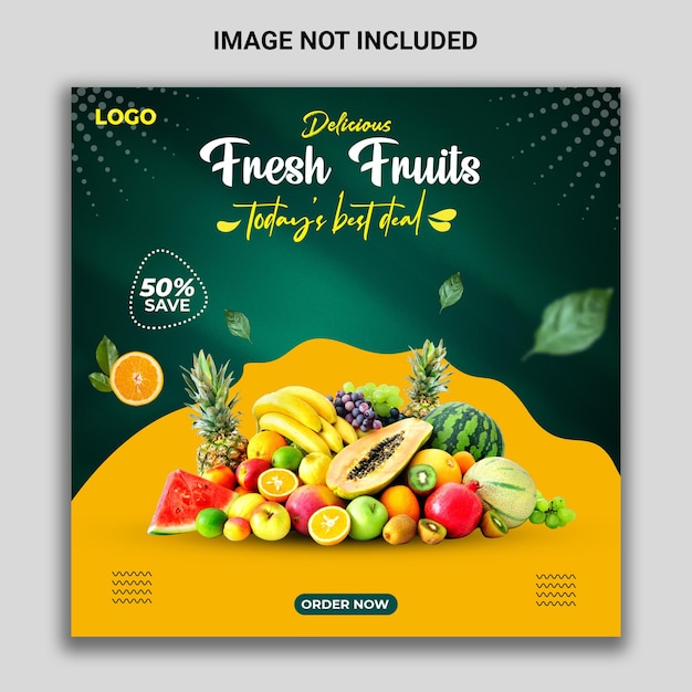 Delicious fresh fruits social media post