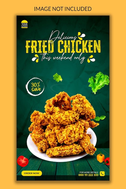 PSD delicious fried chicken instagram story post template