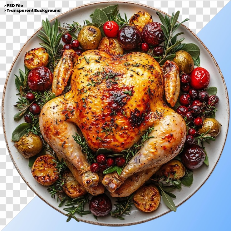 PSD delicious fried chicken isolated on transparent background