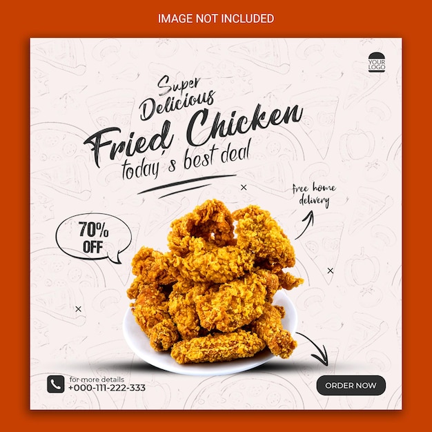 delicious fried chicken social media post design.