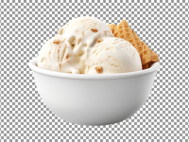 PSD delicious frozen vanilla ice cream scoops isolated on transparent background