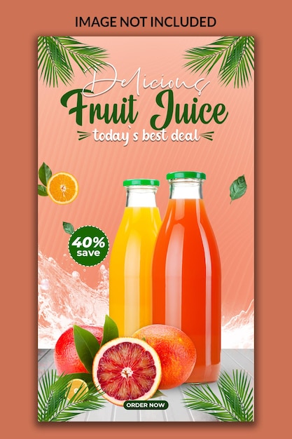 PSD Вкусный фруктовый сок дизайн шаблона истории instagram