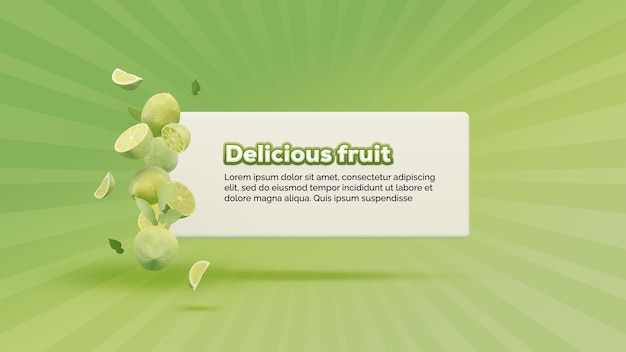 PSD delicious fruit online verkoop advertentie met 3d rendering lamon