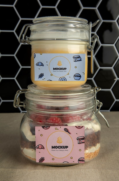 PSD delicious fruity dessert jars arrangement