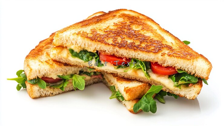 PSD delicious grilled cheese sandwich with tomato and arugula