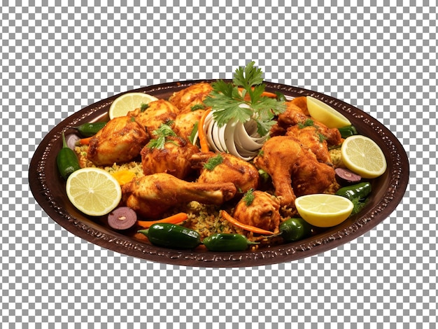 Delicious grilled chicken with vegetables on transparent background