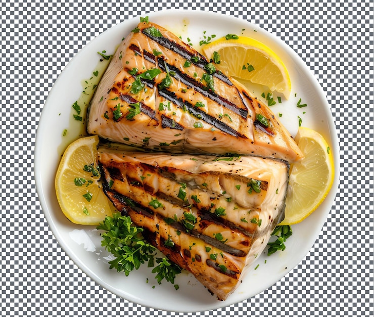 PSD delicious grilled swordfish isolated on transparent background