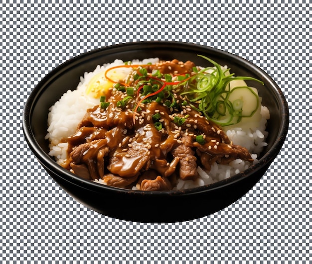 PSD delicious gyudon isolated on transparent background