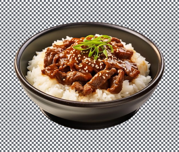 PSD delicious gyudon isolated on transparent background