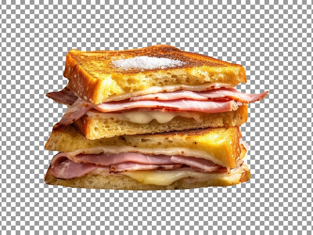 Delicious ham and cheese sandwich isolated on transparent background