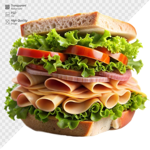 PSD delicious ham and cheese sandwich with fresh vegetables