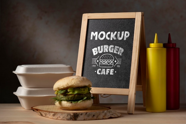 Delicious hamburger concept mock-up