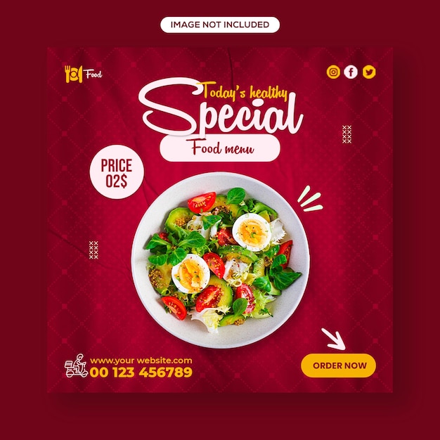 Delicious healthy food social media Instagram post design