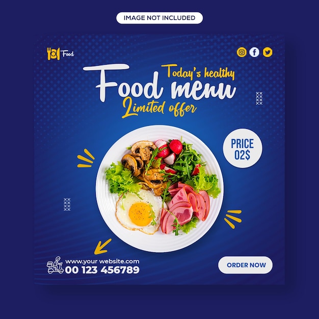 Delicious healthy food social media instagram post design