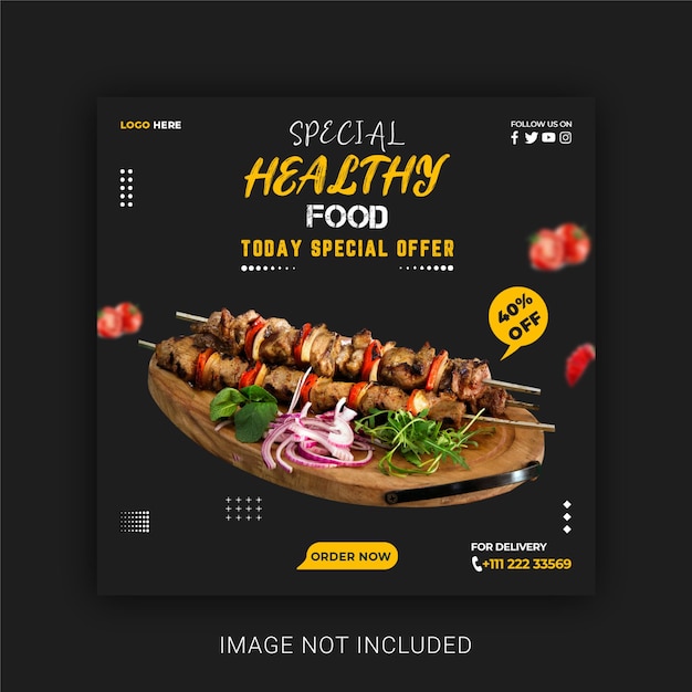 PSD delicious and healthy food social media post template
