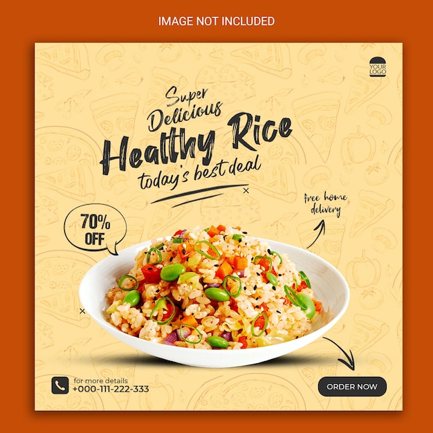 delicious healthy rice social media post banner.