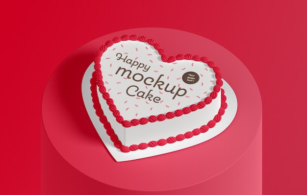 PSD delicious heart shape cake mockup design