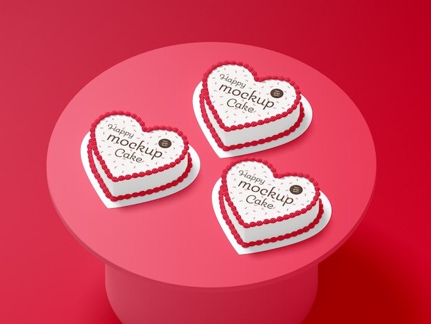 PSD delicious heart shape cake mockup design