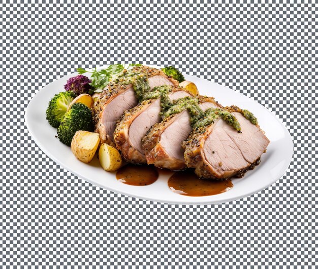 PSD delicious herbcrusted pork roast geïsoleerd op een doorzichtige achtergrond