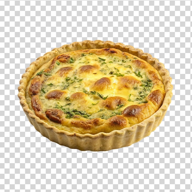 Delicious homemade chees quiche isolated on transparent background