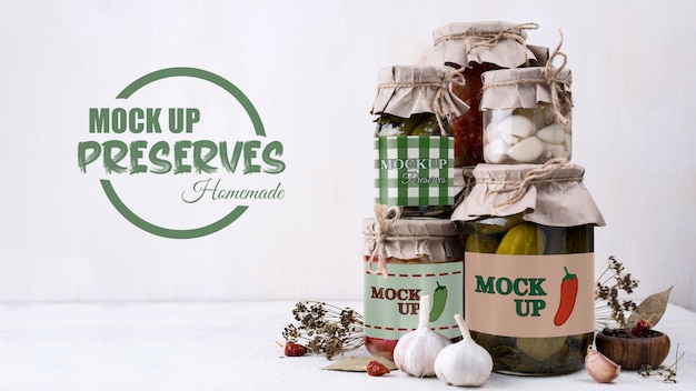 Delicious homemade preserves concept mock-up
