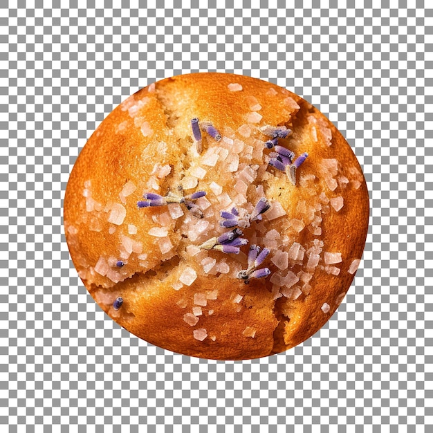 PSD delicious honey lavender muffin isolated on transparent background