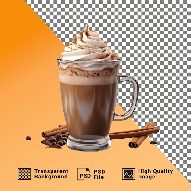 PSD delicious hot chocolate with whipped cream isolated on a transparent background png