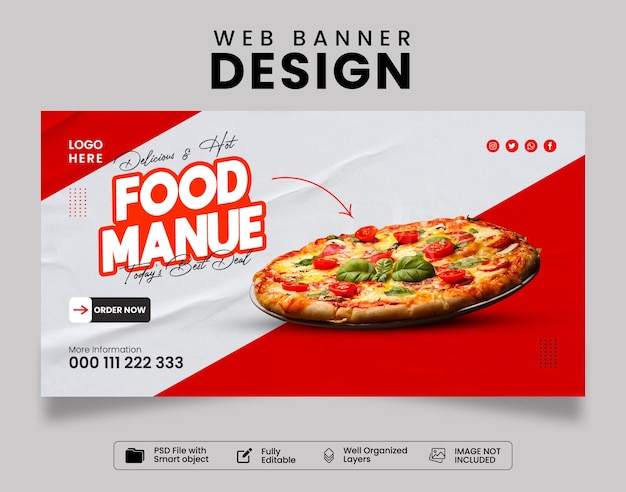 Delicious amp Hot Pizza Web Banner Template Design