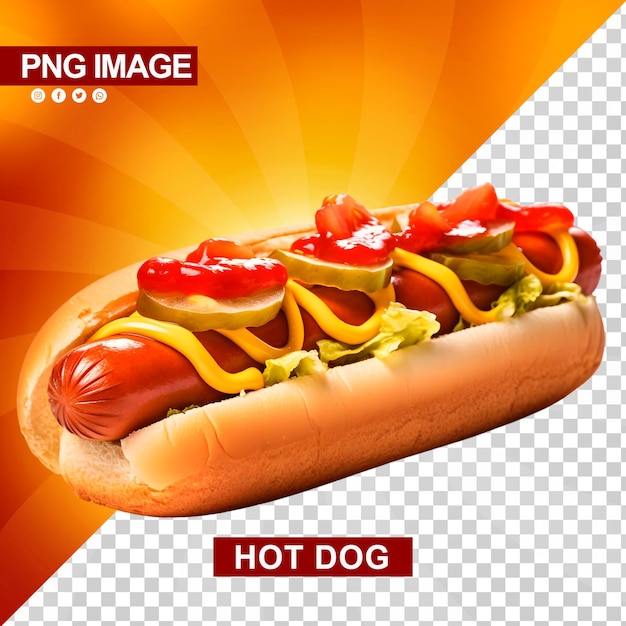 PSD a delicious hotdog with ketchup and mustard