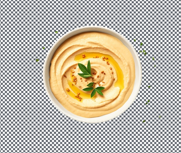 delicious hummus in bowl isolated on transparent background