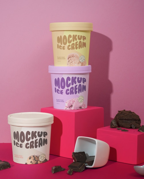 PSD delicious ice cream brand mockup